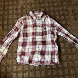 ABERCROMBIE KIDS Red & White Plaid Button Down Shirt Size 5/6